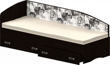 Кровать Софа-9 с мягкой спинкой с рисунком Милана (900х1900) Венге в Солнечном - solnechnyj.mebel54.com | фото