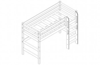 Кровать Соня вариант 5 полувысокая с прямой лестницей белый полупрозрачный в Солнечном - solnechnyj.mebel54.com | фото