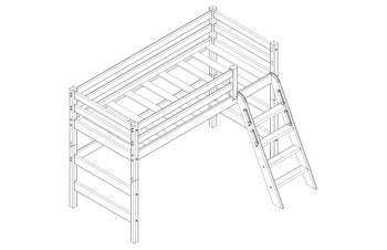 Кровать Соня вариант 6 полувысокая с наклонной лестницей Белый полупрозрачный в Солнечном - solnechnyj.mebel54.com | фото