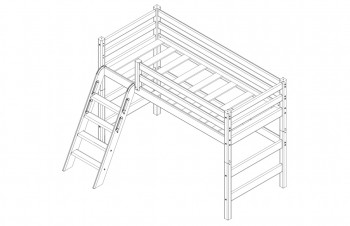 Кровать Соня вариант 6 полувысокая с наклонной лестницей Лаванда в Солнечном - solnechnyj.mebel54.com | фото
