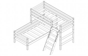 Кровать Соня вариант 8 угловая с наклонной лестницей Белый полупрозрачный в Солнечном - solnechnyj.mebel54.com | фото