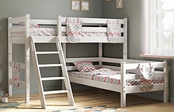 Кровать Соня вариант 8 угловая с наклонной лестницей Белый полупрозрачный в Солнечном - solnechnyj.mebel54.com | фото