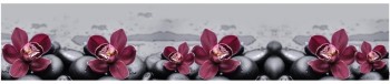 Кухонный фартук КМ 14 Орхидея Цветы Камни в Солнечном - solnechnyj.mebel54.com | фото
