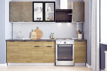Кухонный гарнитур Стоун 2.0 (белый/камень темно-серый/акация светлая) в Солнечном - solnechnyj.mebel54.com | фото