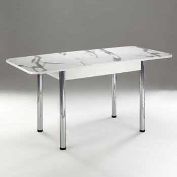Кухонный стол 1100*700/400 ф 2 Пластик, мрамор белый в Солнечном - solnechnyj.mebel54.com | фото