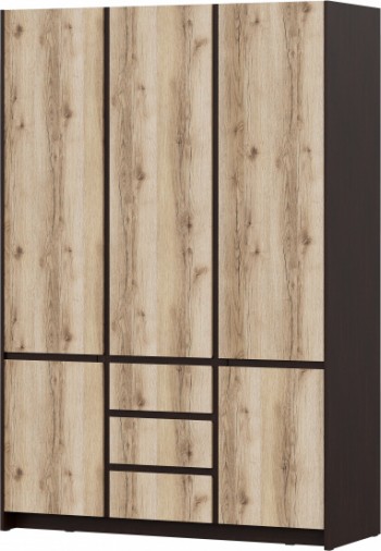 Модульная система "Прага" Шкаф для одежды трехстворчатый Дуб Венге/Дуб Делано в Солнечном - solnechnyj.mebel54.com | фото