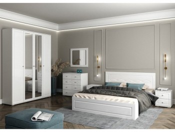 Модульная спальня Барселона (Белый/Белый глянец) в Солнечном - solnechnyj.mebel54.com | фото