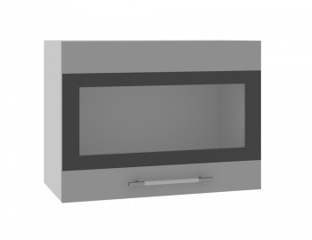 Норд ШВГС 600 Шкаф верхний горизонтальный со стеклом (Софт черный/корпус Белый) в Солнечном - solnechnyj.mebel54.com | фото