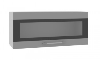 Норд ШВГС 800 Шкаф верхний горизонтальный со стеклом (Софт черный/корпус Белый) в Солнечном - solnechnyj.mebel54.com | фото