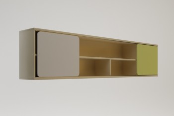 Полка между шкафами 1960 Эппл (Зеленый/Белый/корпус Клен) в Солнечном - solnechnyj.mebel54.com | фото