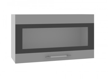 Ройс ВПГСФ 800 Шкаф верхний горизонтальный со стеклом с фотопечатью высокий (Графит софт/корпус Серый) в Солнечном - solnechnyj.mebel54.com | фото