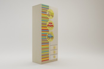 Шкаф 2-х створчатый с ящиками Клаксон (Бежевый/корпус Клен) в Солнечном - solnechnyj.mebel54.com | фото