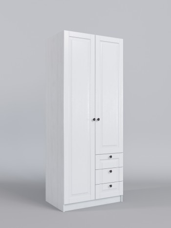Шкаф 2-х створчатый с ящиками Классика (Белый/корпус Выбеленное дерево) в Солнечном - solnechnyj.mebel54.com | фото