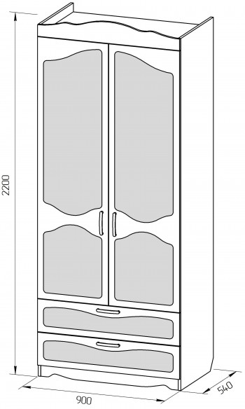Шкаф 2-х створчатый с ящиками серии Иллюзия 33 сиреневый в Солнечном - solnechnyj.mebel54.com | фото