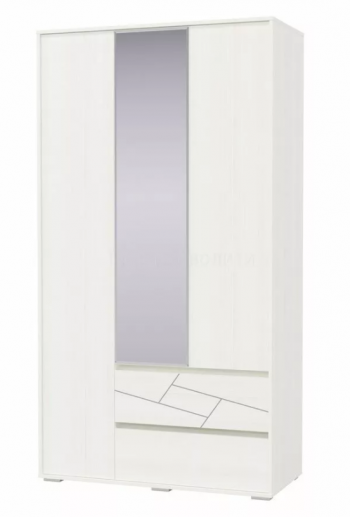 Шкаф 3-х дверный с ящиками Аделина 1200 Рамух белый в Солнечном - solnechnyj.mebel54.com | фото