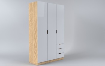 Шкаф 3-х створчатый с ящиками Лофт (Белый/корпус Дуб Сонома) в Солнечном - solnechnyj.mebel54.com | фото