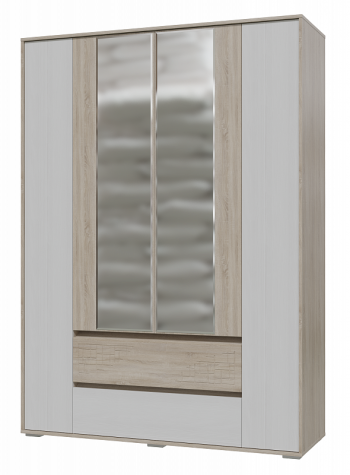 Шкаф 4-х дверный с ящиками Мальта 1600 Дуб сонома/Рамух белый в Солнечном - solnechnyj.mebel54.com | фото