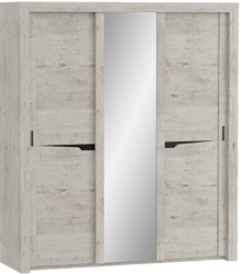 Шкаф трехдверный Соренто с раздвижными дверями Дуб бонифаций/Кофе структурный матовый в Солнечном - solnechnyj.mebel54.com | фото