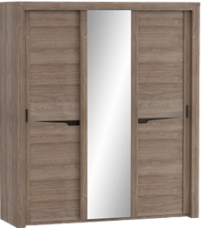 Шкаф трехдверный Соренто с раздвижными дверями Дуб стирлинг/Кофе структурный матовый в Солнечном - solnechnyj.mebel54.com | фото