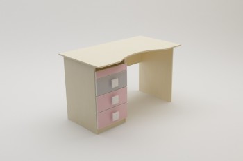 Стол (столешница с выемкой) Грэйси (Розовый/Серый/корпус Клен) в Солнечном - solnechnyj.mebel54.com | фото