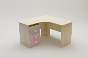 Стол угловой Грэйси (Розовый/Серый/корпус Клен) в Солнечном - solnechnyj.mebel54.com | фото