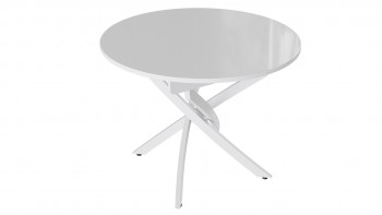 Стол обеденный «Diamond» Тип 3 (Белый муар/Белый глянец) в Солнечном - solnechnyj.mebel54.com | фото