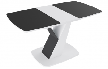 Стол обеденный «Гарда» Тип 1 (Белый/Стекло матовое черный графит) в Солнечном - solnechnyj.mebel54.com | фото