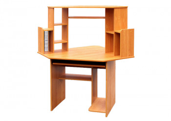 Угловой компьютерный стол (Вишня Оксфорд) в Солнечном - solnechnyj.mebel54.com | фото